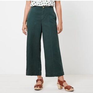 Seamed Twill Wide Leg Crop Pants
